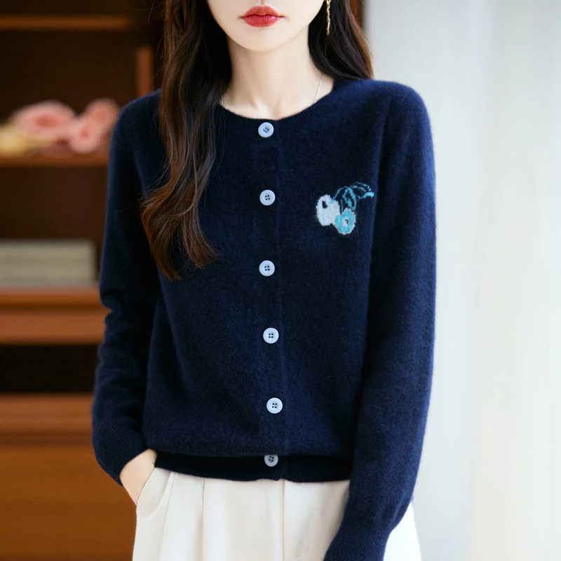 哥弟阿玛施官方新款樱桃针织羊毛开衫2025秋季高级时尚显瘦长袖女