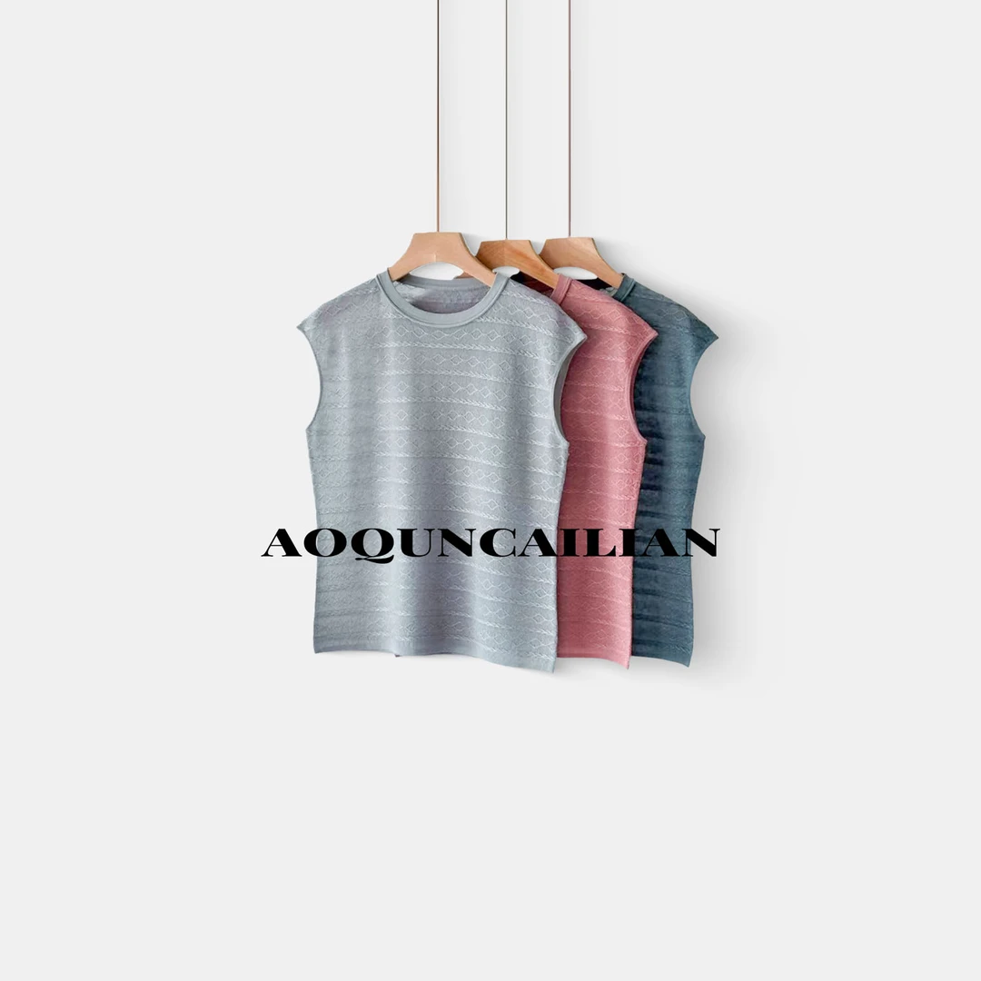 AoQunCaiLian设计师款时尚百搭提花坎肩袖-GG2616