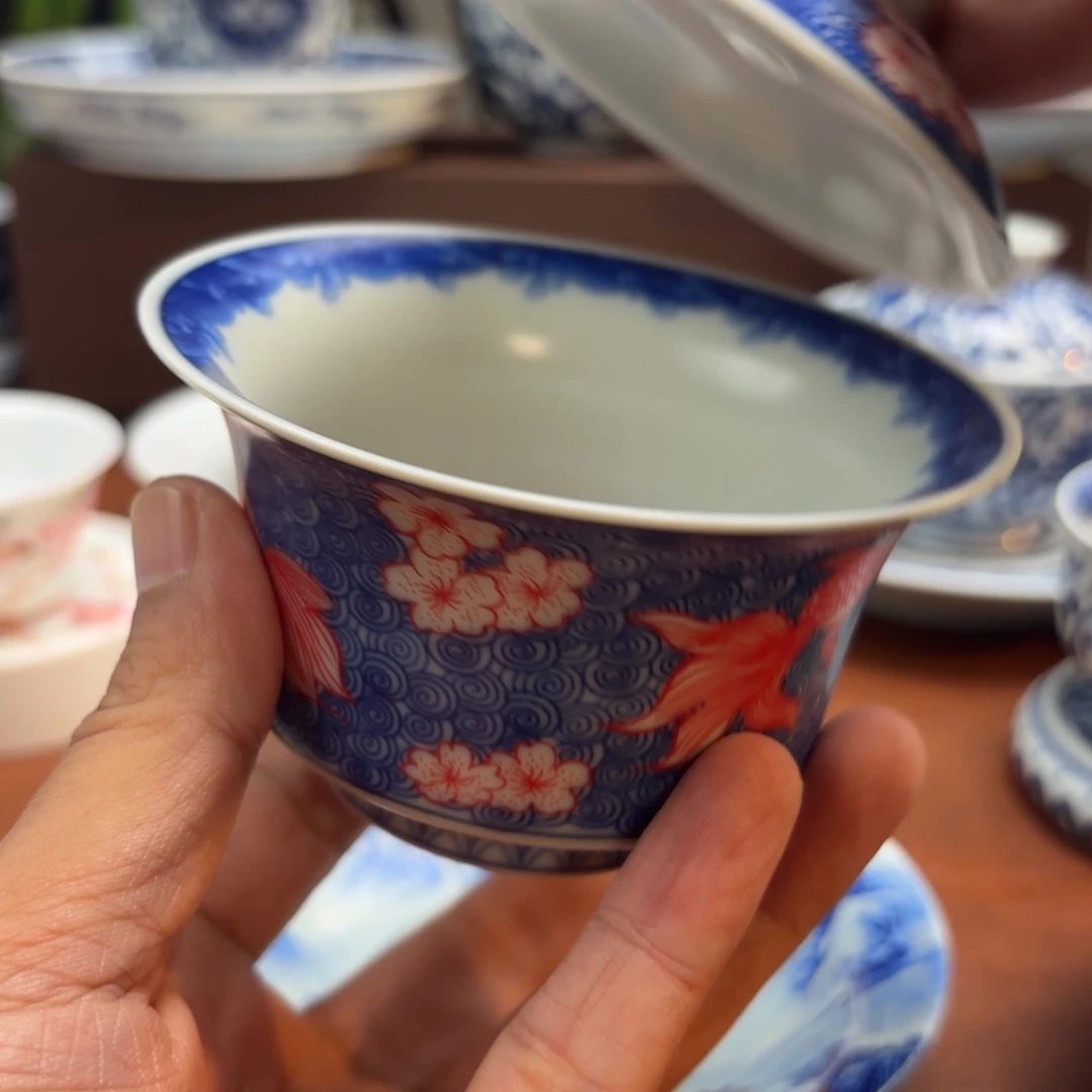 四***五茶具金玉满堂微瑕不合缝盖碗