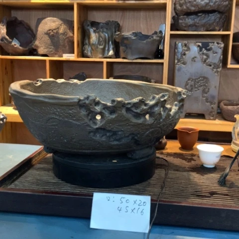 光***。紫砂花盆紫柴圆盆