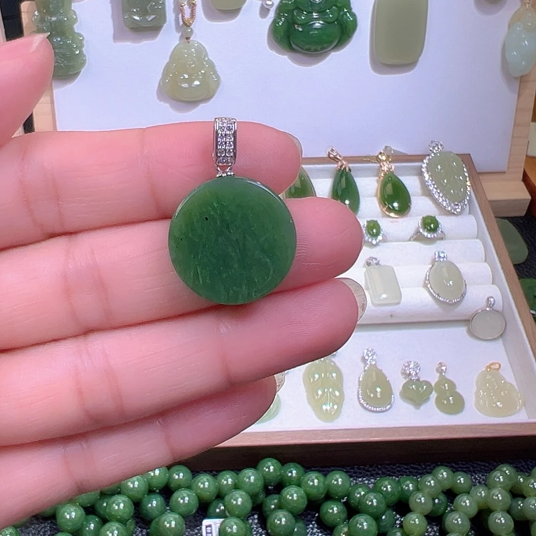 和田玉（碧玉）银S925镶嵌颈饰