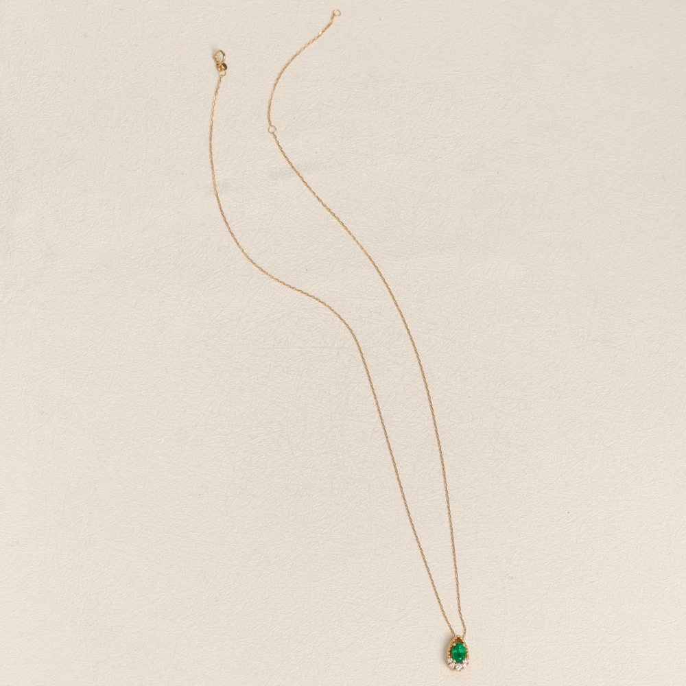 【叭哒不惑】18k金67分赞比亚祖母绿+9分钻石项链 吉尔德证书