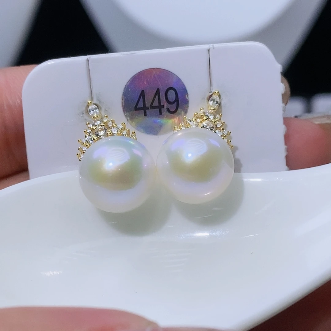 淡水珍珠耳饰银S925镶嵌