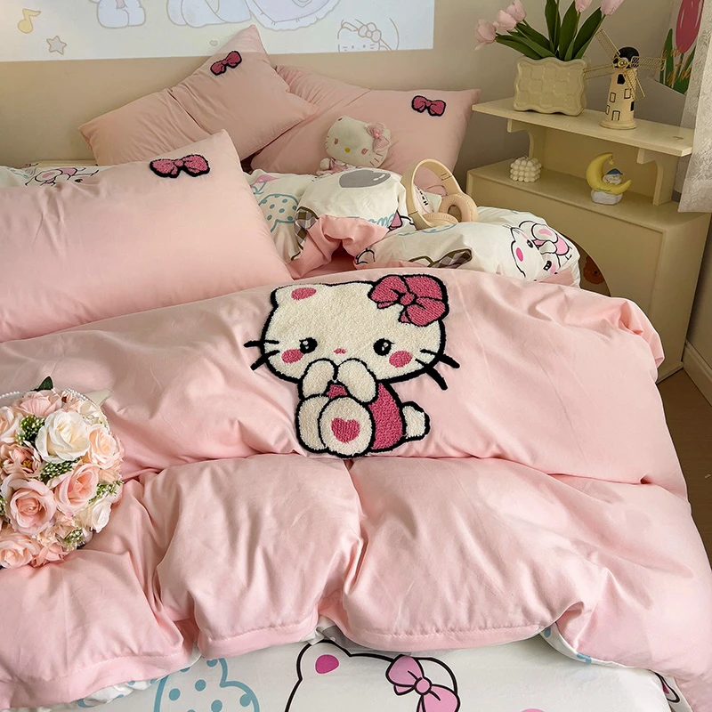 新款防滑耐磨床用品套件小新啦四件套女孩云朵棉被套公主风三件套