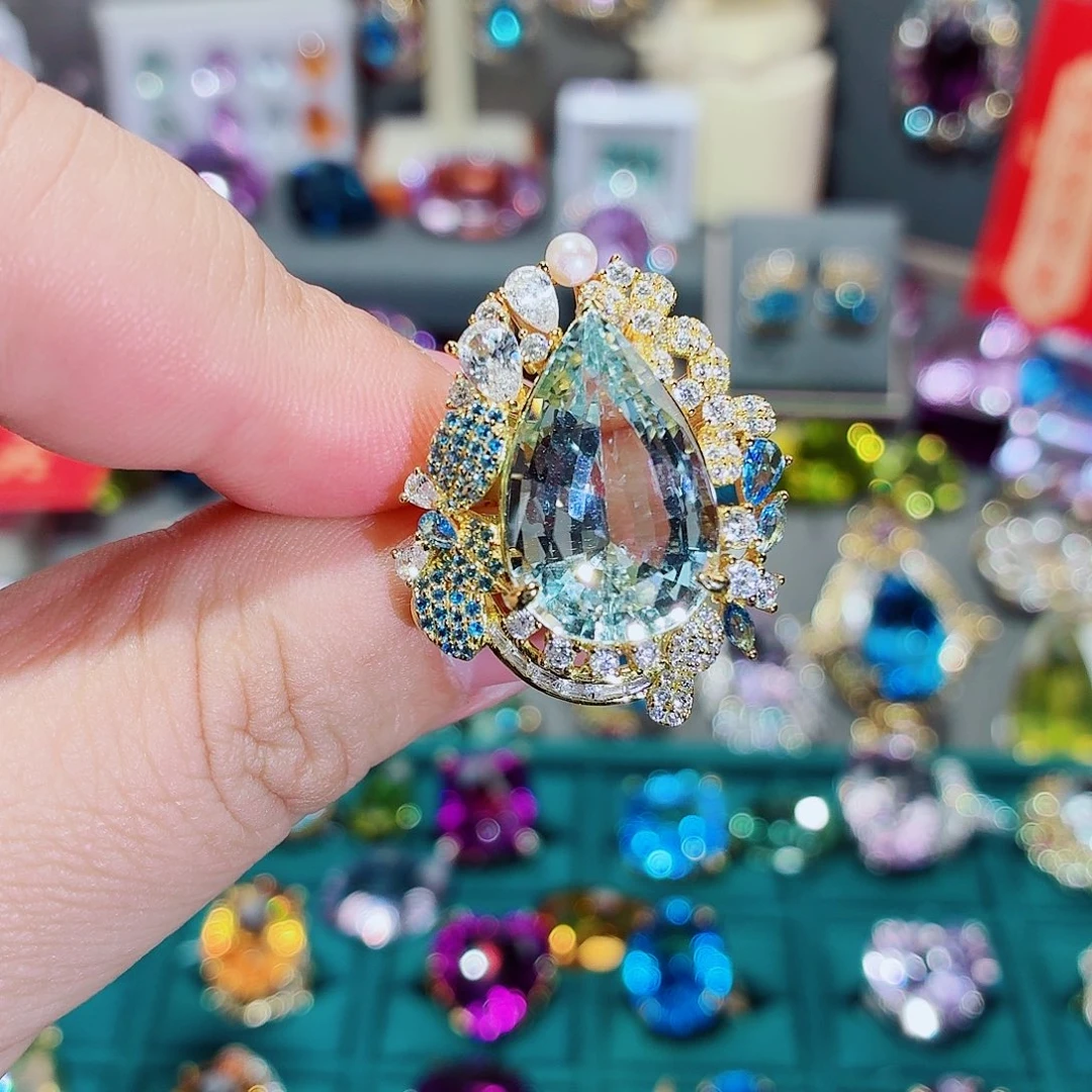 托帕石银S925镶嵌戒指