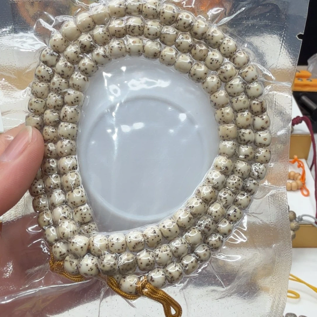 手串星月菩提石玉料骨瓷白大留白月朗星稀小细星长串