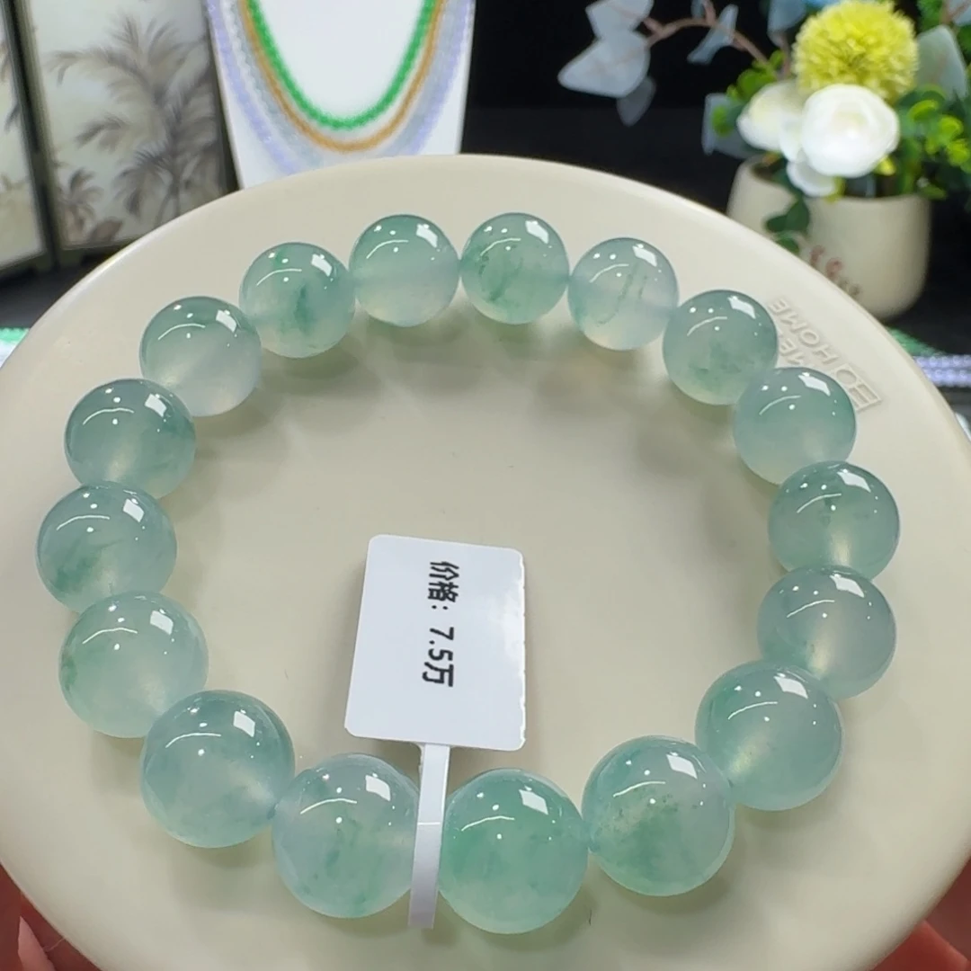 未镶嵌手链翡翠清风拂面木纳老种水润飘蓝绿花