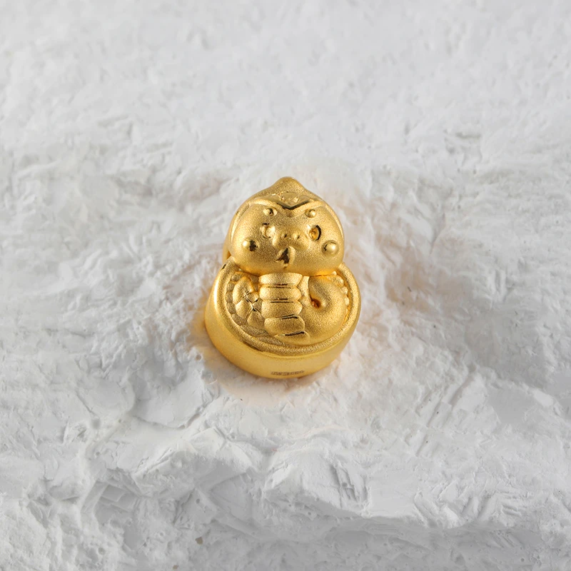 足金999葫芦生肖蛇素金3D硬金转运珠手串