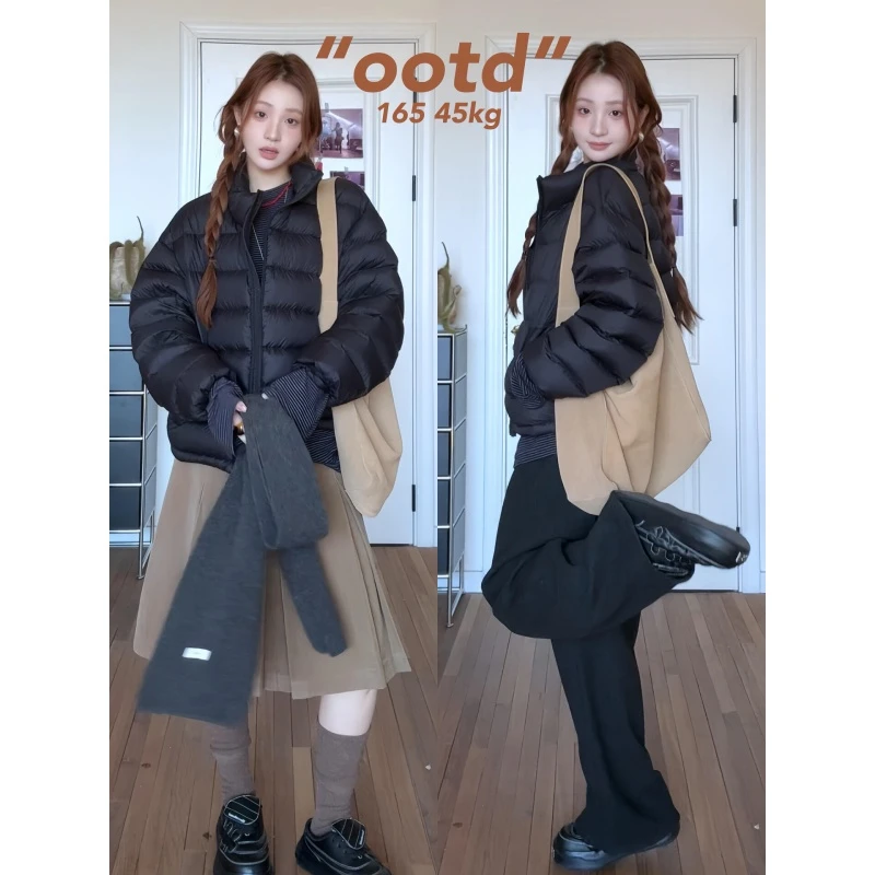 MARIE.COCO韩系温柔软条纹慵懒上衣搭简约排骨棉服复古半身裙套装