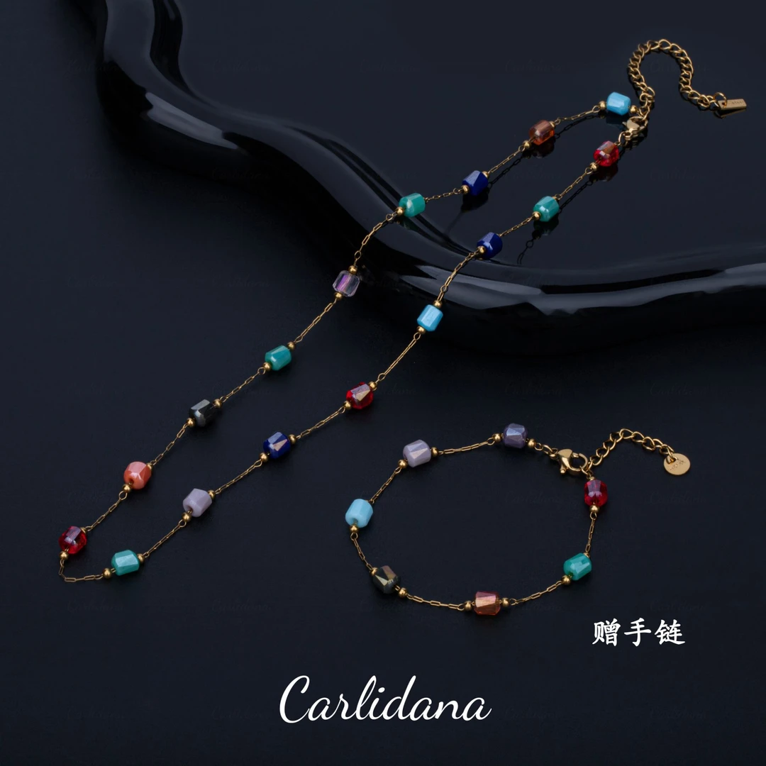 钛钢仿水晶项链 【CARLIDANA】手工高级轻奢小众项链＋手链FT0050B