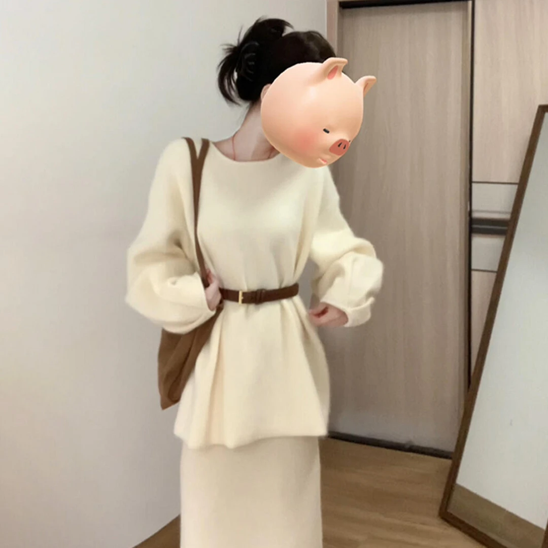 【现货+运补】温柔风甜美长袖针织连衣裙秋冬内搭高级感两件套9257