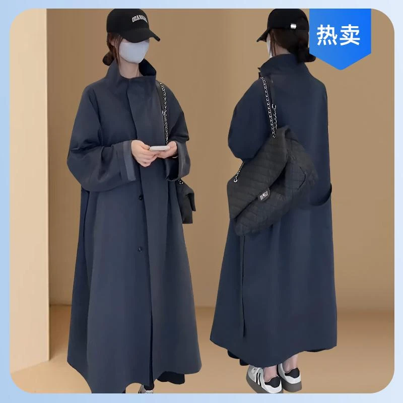 韩系慵懒风垂感宽松风衣外套女春秋新款小个子高级感休闲长款大衣