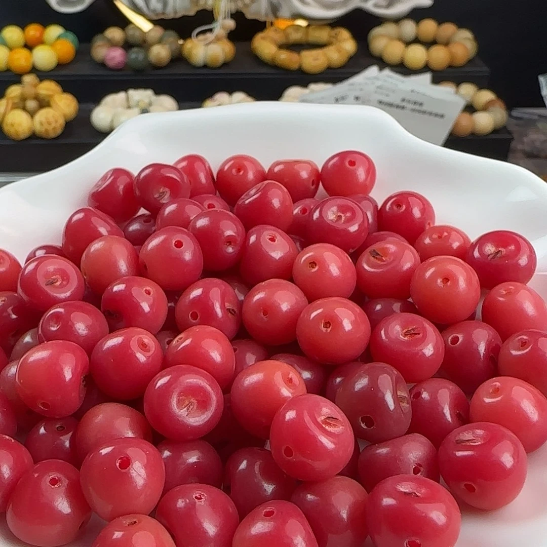 吊坠菩提根/象牙果卡12红苹果雕刻件100颗批发