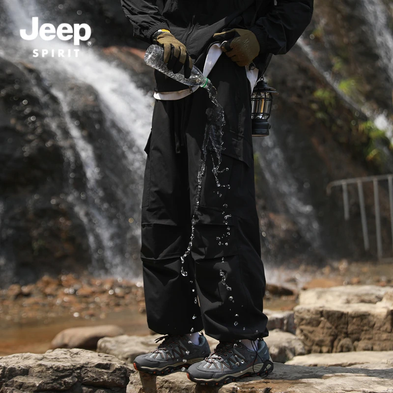 JEEPSPIRIT吉普工装裤青少年帅气直筒裤新款潮牌宽松防水休闲裤子