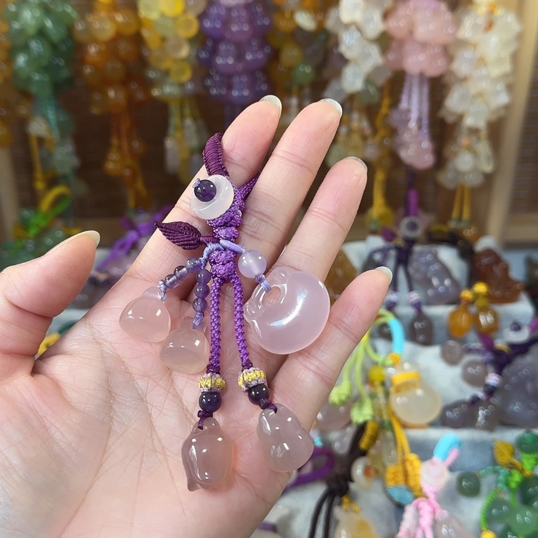 玛瑙/玉髓未镶嵌钥匙挂件