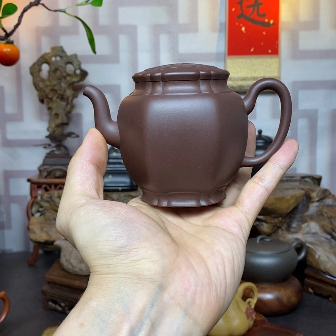 茶壶紫砂紫砂茶具底槽青六方玉尊
