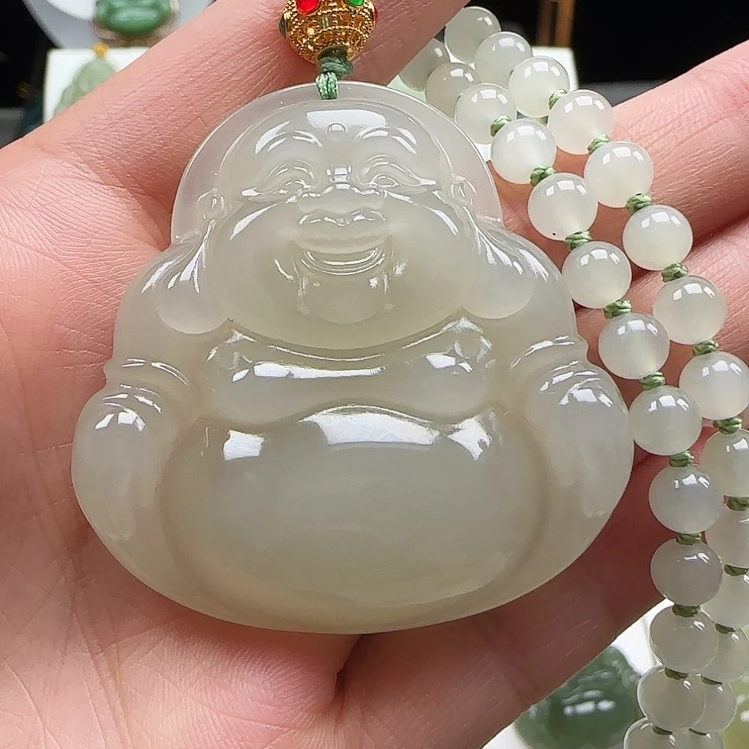 和田玉足金镶嵌颈饰48