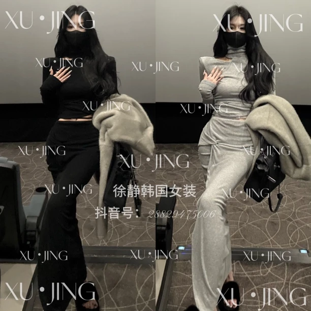【XU•JING】双面羊绒设计感套装显瘦开叉时尚修身