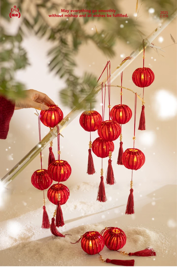 【灯火万家】树挂小灯笼喜庆步摇发簪挂件户外发光小灯笼汉服配饰