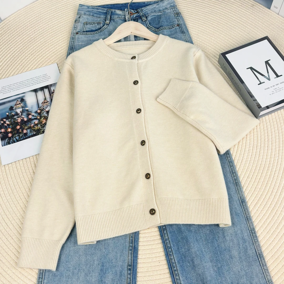 玲姐定制-单排扣开衫毛衣卡通动物字母刺绣款针织开衫206026