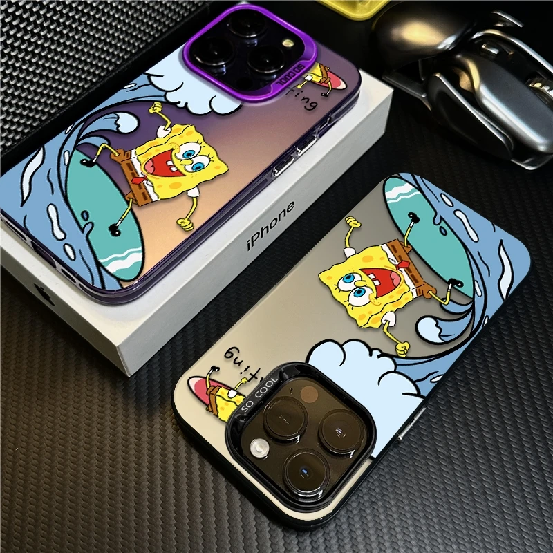 冲浪海绵宝宝适用苹果16promax手机壳iPhone15创意14保护套17新款