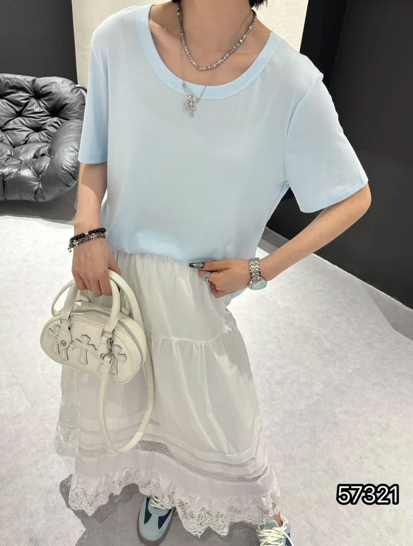 三姐家夏季舒适百搭大圆领T恤