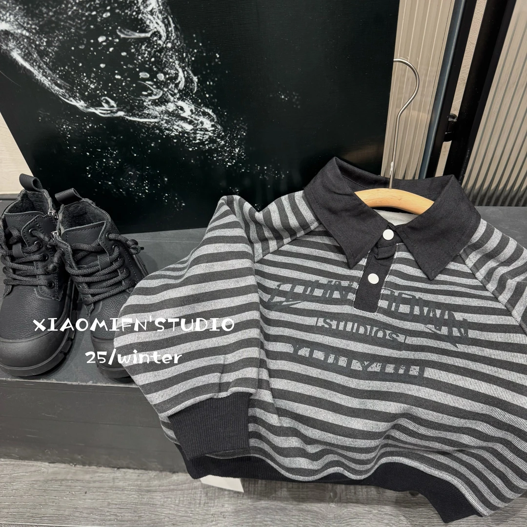 现货【suge小野】2025冬新款卫衣韩版男儿童洋气痞帅童装宽松D6636