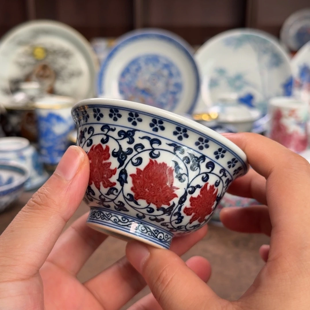 '***旧纯手工手绘陶瓷茶具