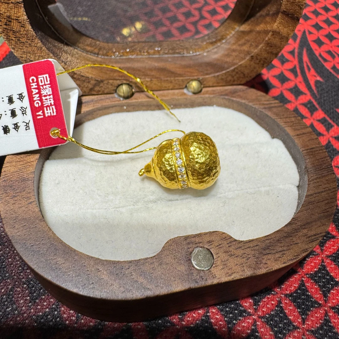 足金锤纹奶葫芦吊坠