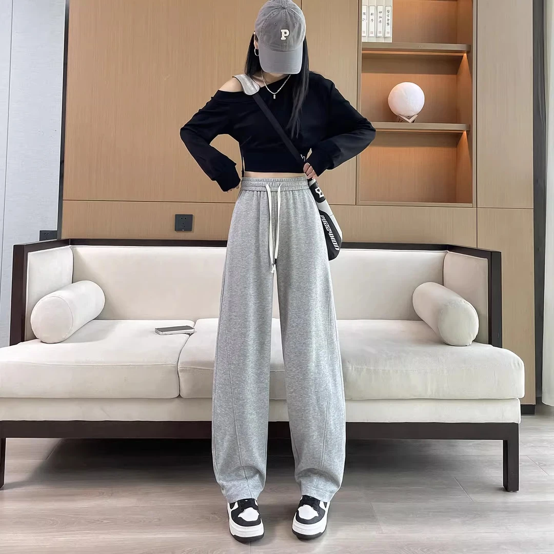 窄版香蕉裤高腰女2025年新款春秋黑色裤子运动卫裤直筒休闲镰刀裤