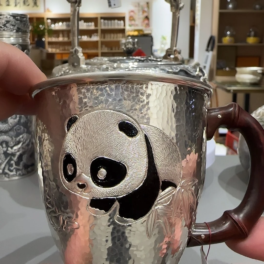 精品熊猫水杯 足银999