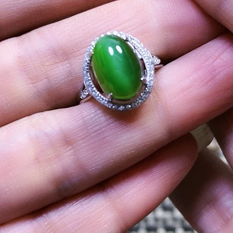 和田玉银S925镶嵌戒指