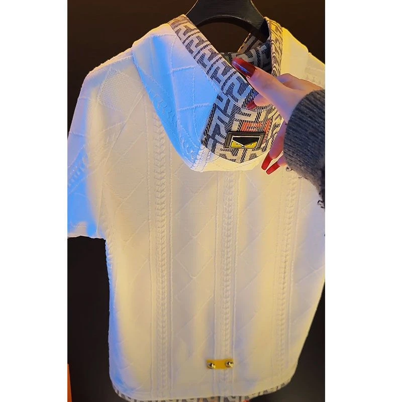 痞帅拼接撞色连帽小众潮流宽松夏季口袋拉链设计感短袖男装新款