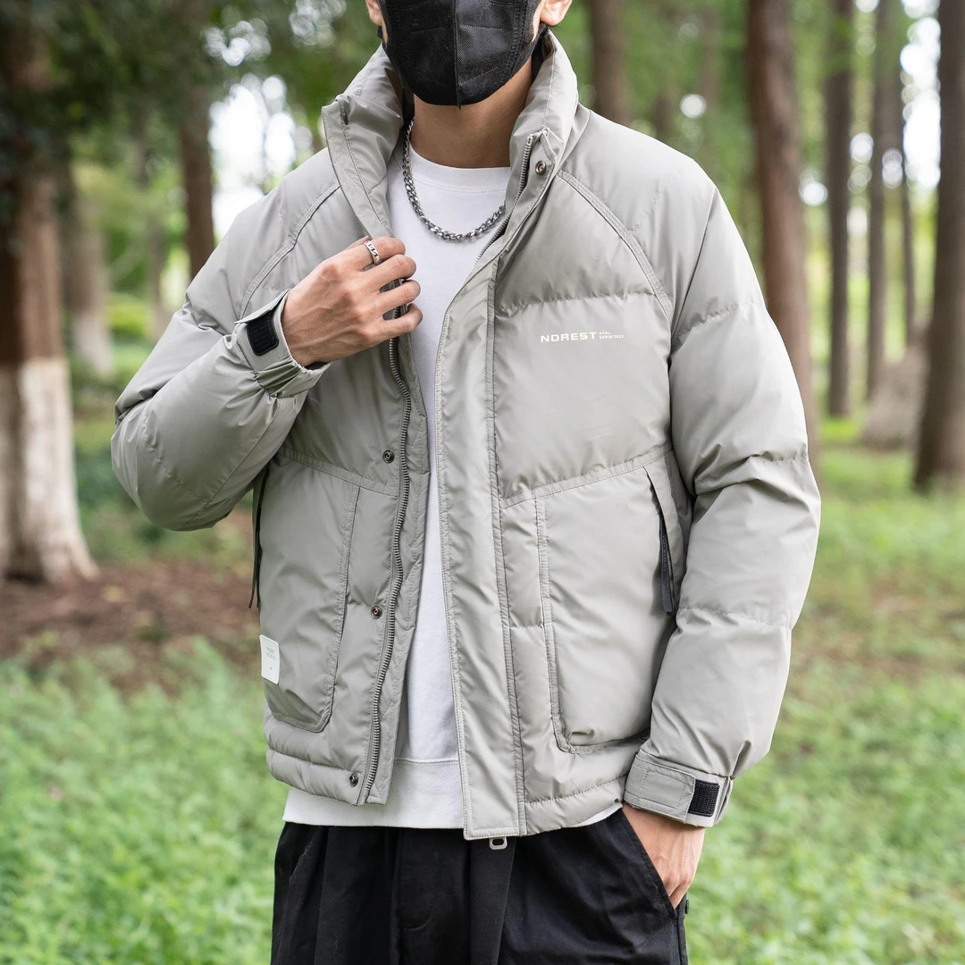男装工装简约服男士冬季加新款厚短款无帽立领面包服韩版宽松防