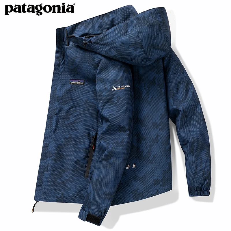 Patagonia/巴塔哥尼亚连帽拉链户外夹克男士春装新款大码运动外套