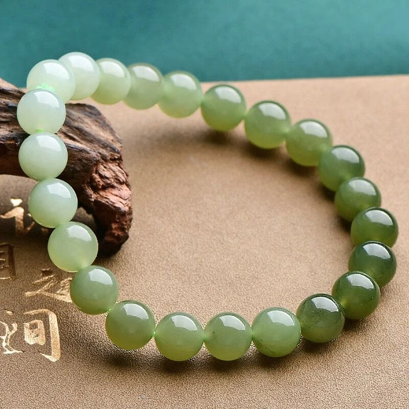 和田玉晴水手串卡8mm女生新疆和田玉石天然浅晴水渐变手链素圈