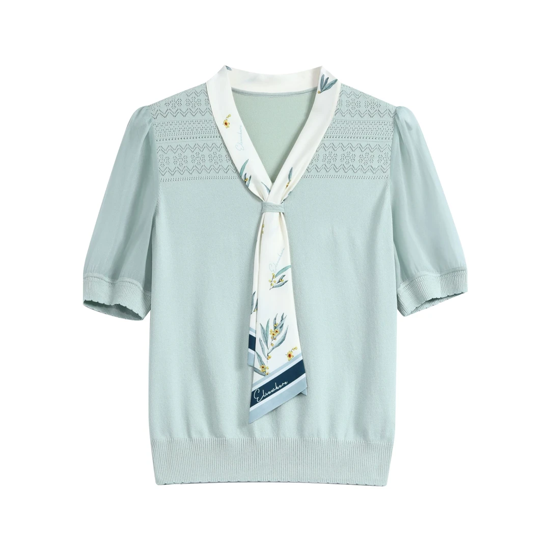 休闲风气质显瘦时尚设计感圆领高级针织衫上衣0184