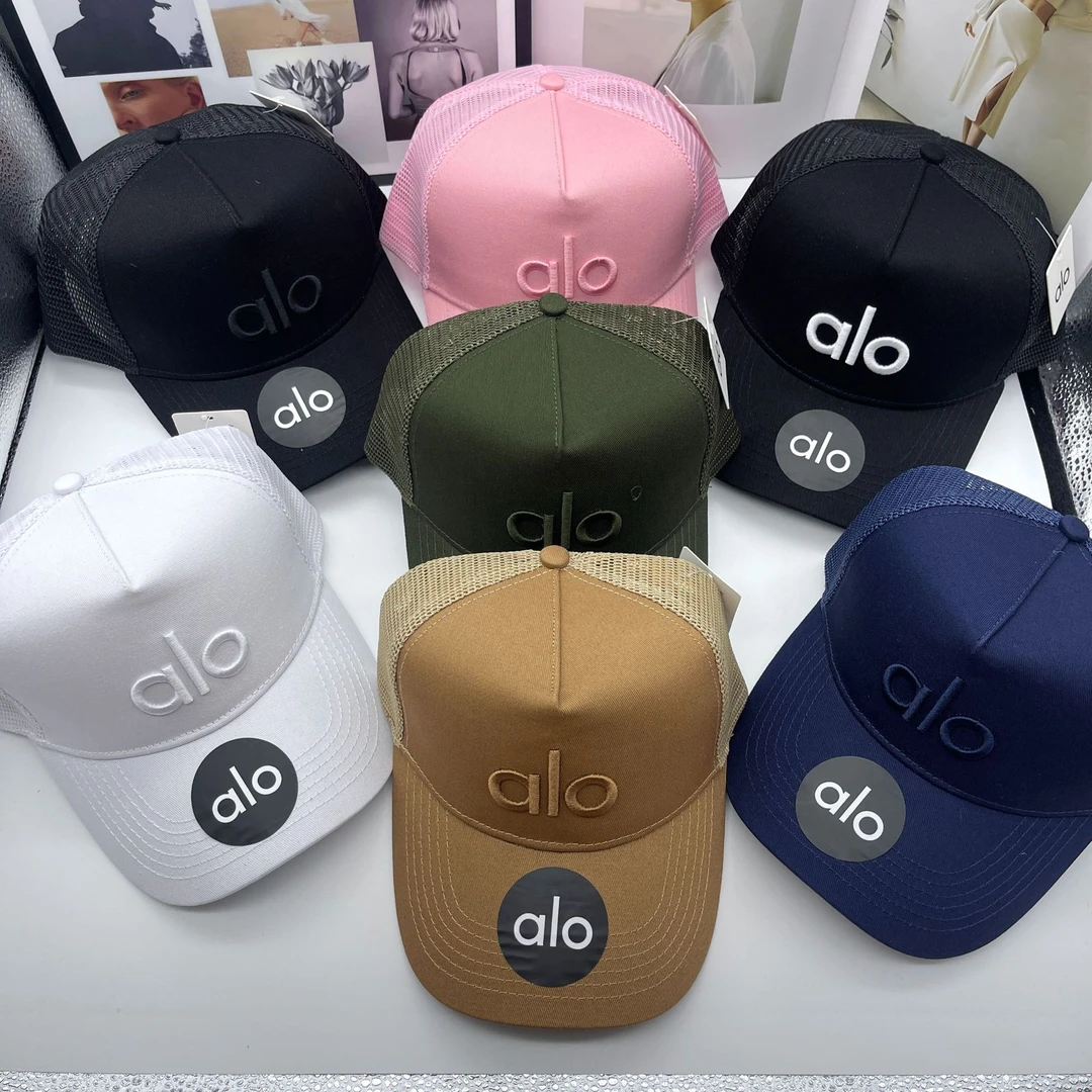 洋气alo 新款网纱帽子男女硬顶棒球帽鸭舌帽情侣款透气运动防晒遮