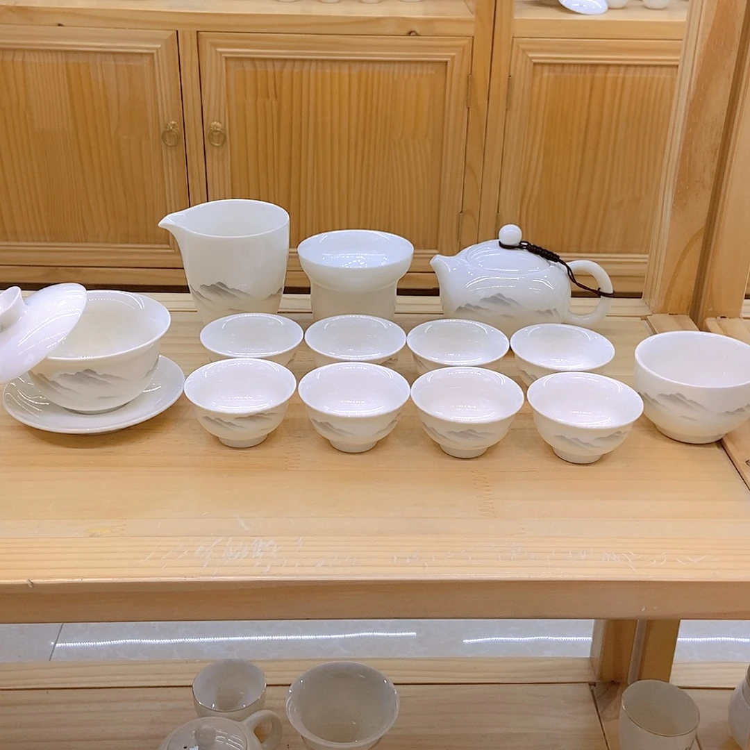 羊脂玉瓷茶具套装