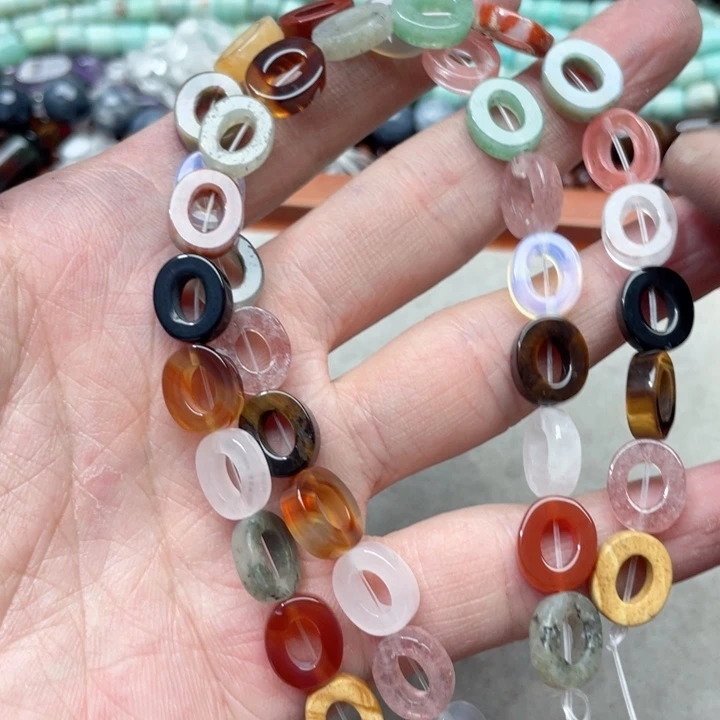 玛瑙/玉髓合金珠宝半成品一条10x12mm镂空蛋形