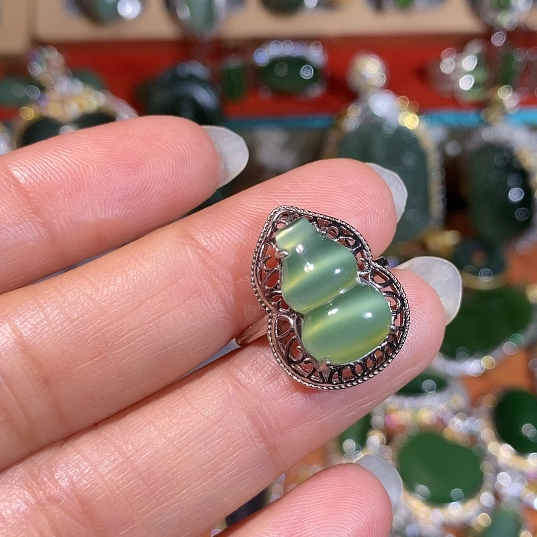 和田玉（碧玉）银S925镶嵌戒指