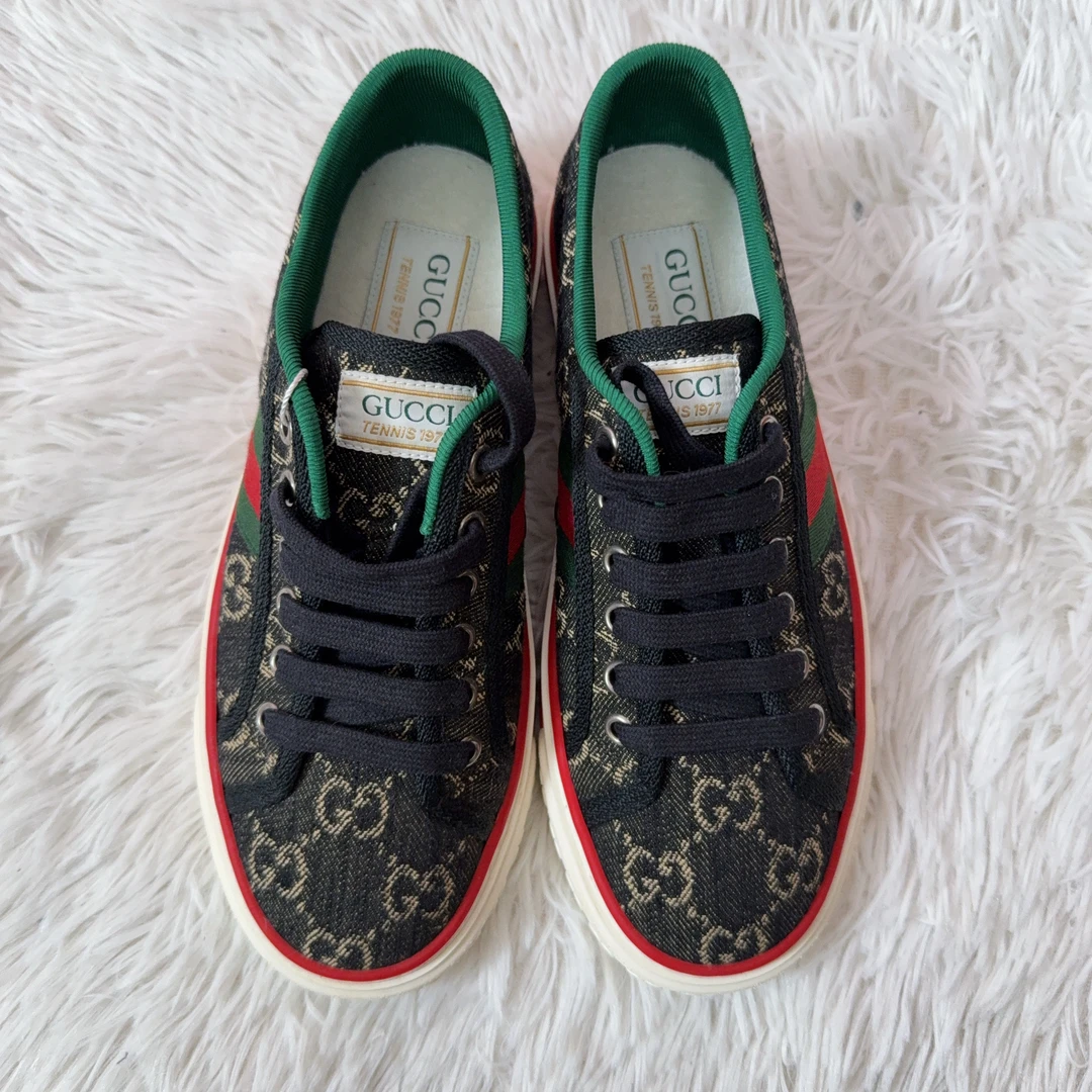 95新 GUCCI/古驰 麦殿/帆布板鞋36码黑色/250501TYSWQ02
