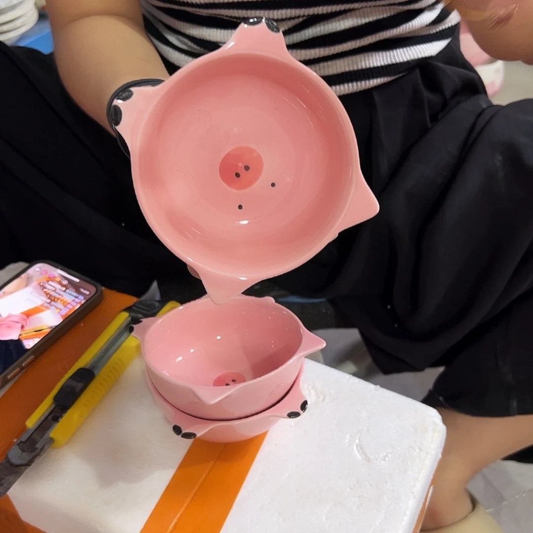 瓷片猪猪碟3个正品