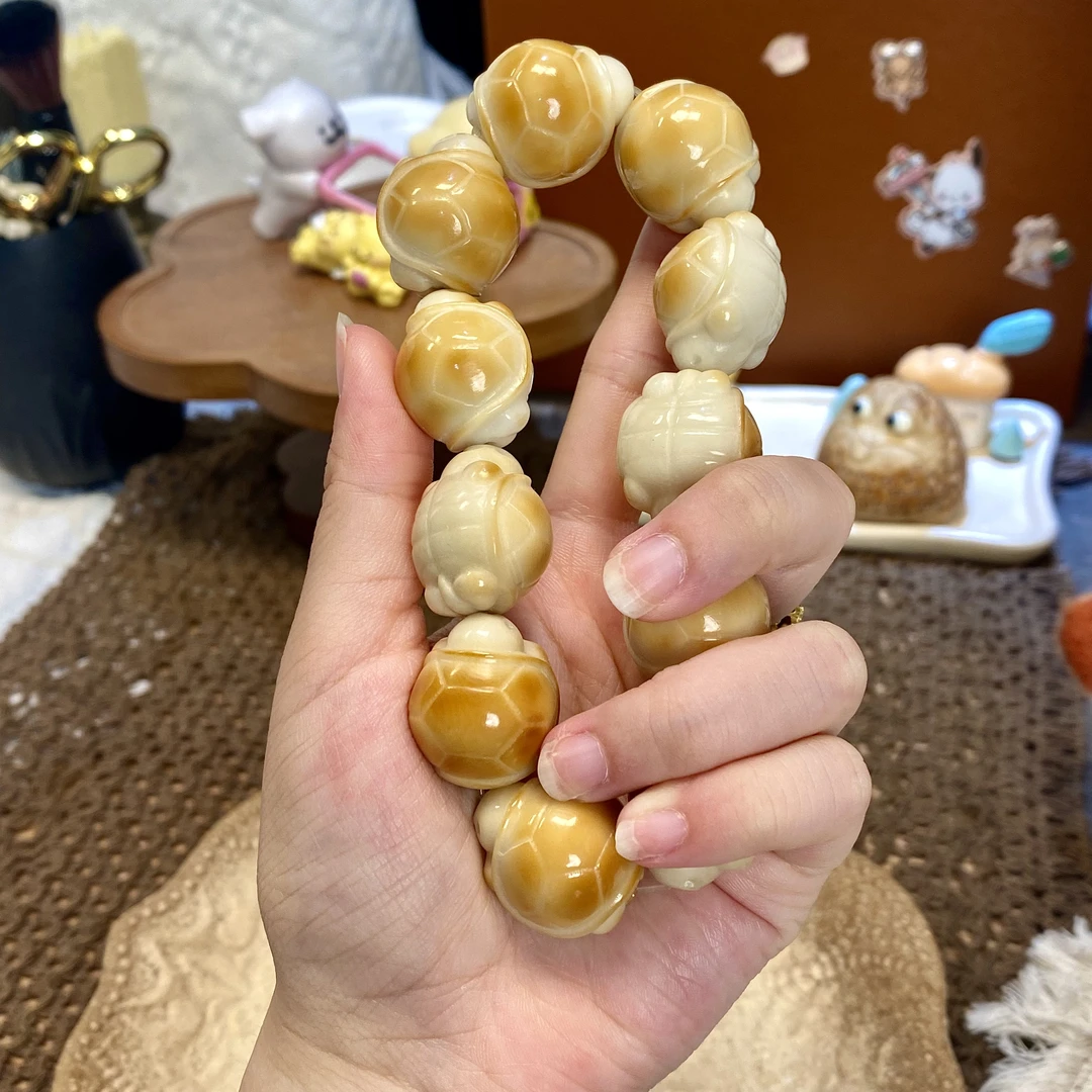 象牙果原果雕刻手工炭烤小乌龟手串富甲文玩手串