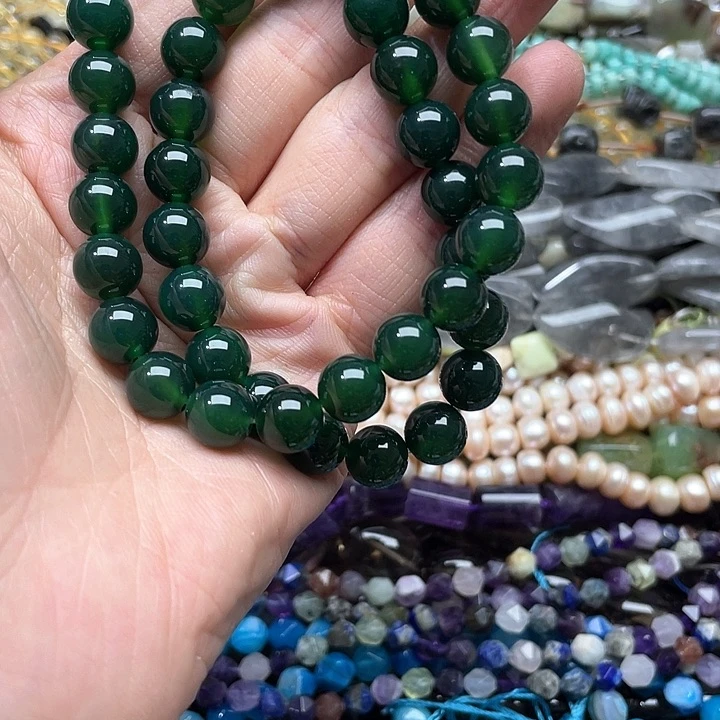 玛瑙/玉髓合金珠宝半成品一条10mm绿玛瑙