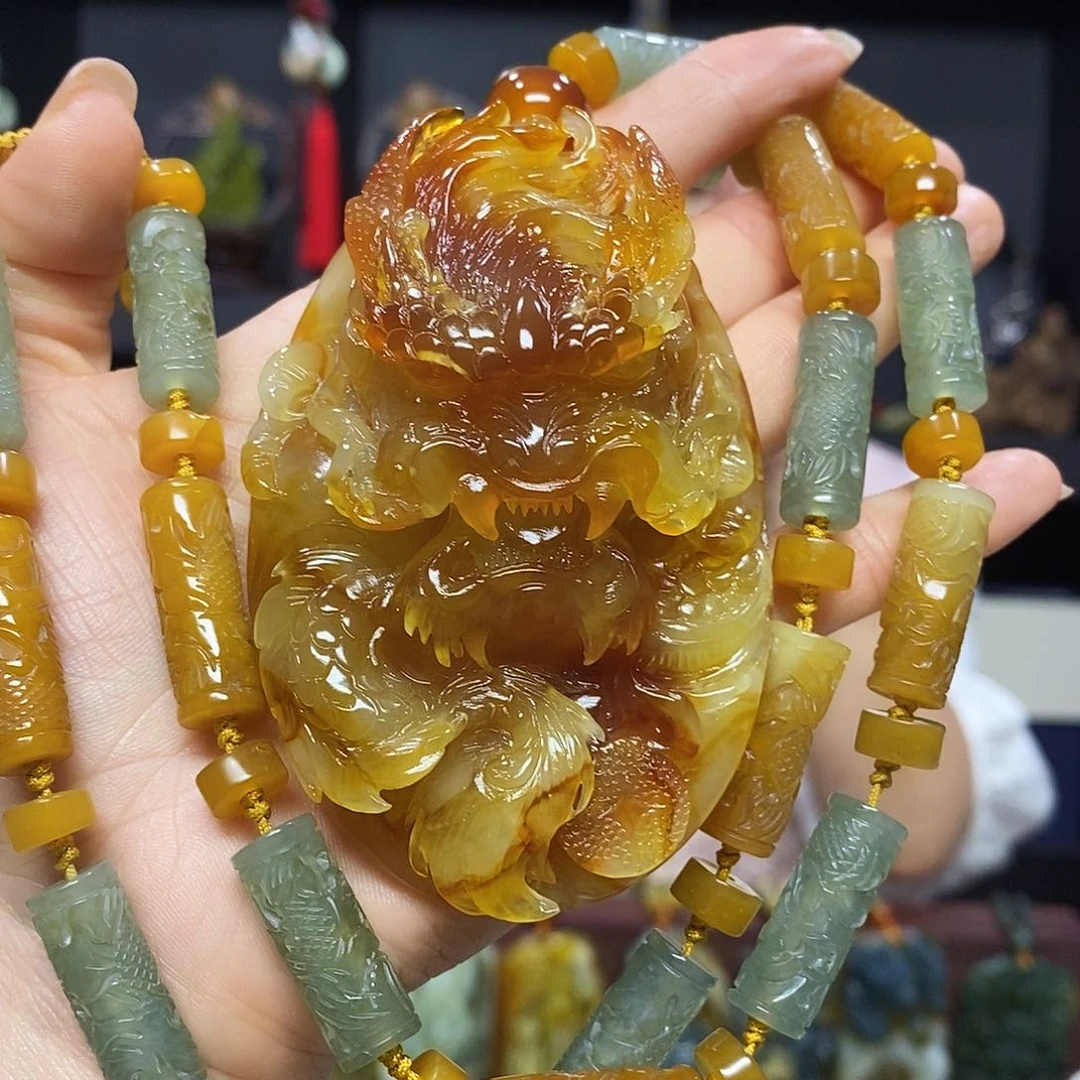 未镶嵌岫玉挂件手链