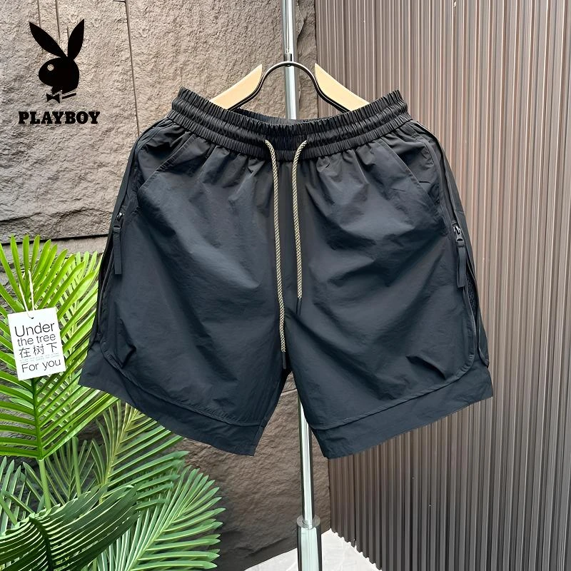 花花公子日系潮牌五分短裤男士夏日外穿薄款宽松直筒夏季休闲中裤
