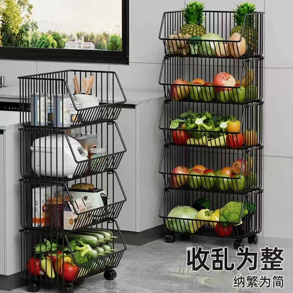 厨房置物架落地多层蔬菜水果零食放菜架收纳菜筐多功能蔬菜架子