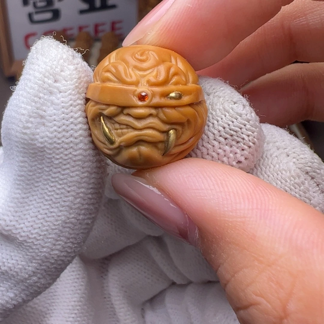 把件猴头核桃镶嵌款盲僧全品有正常封口线