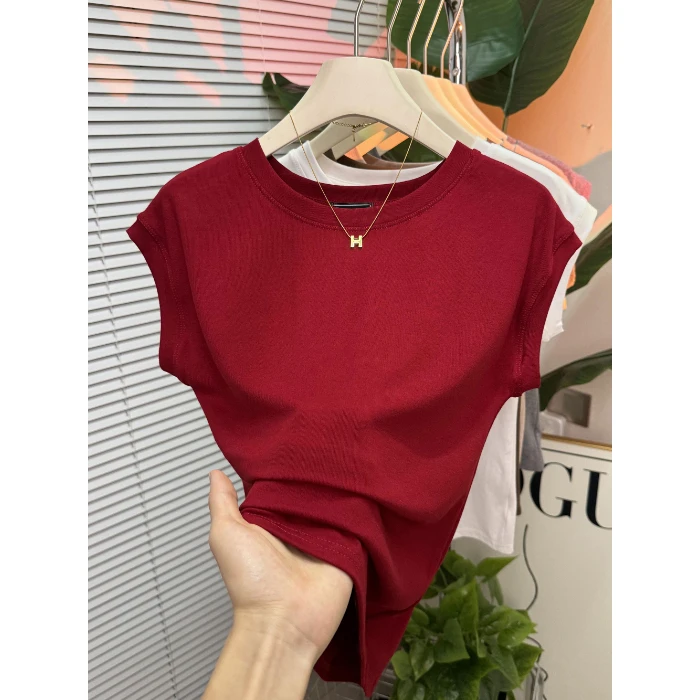 2025年新款正肩短袖t恤女夏季复古时尚欧货爆款设计感小飞袖上衣